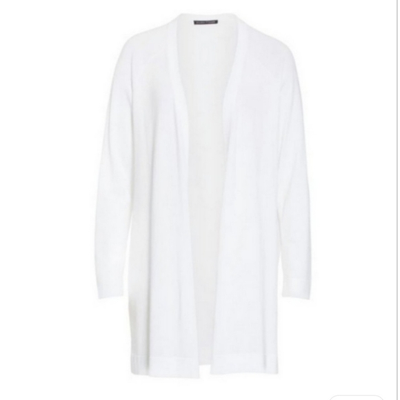 Eileen Fisher Simple Open Front Long Sleeves Cardigan In Ivory White Size XL - Picture 5 of 15